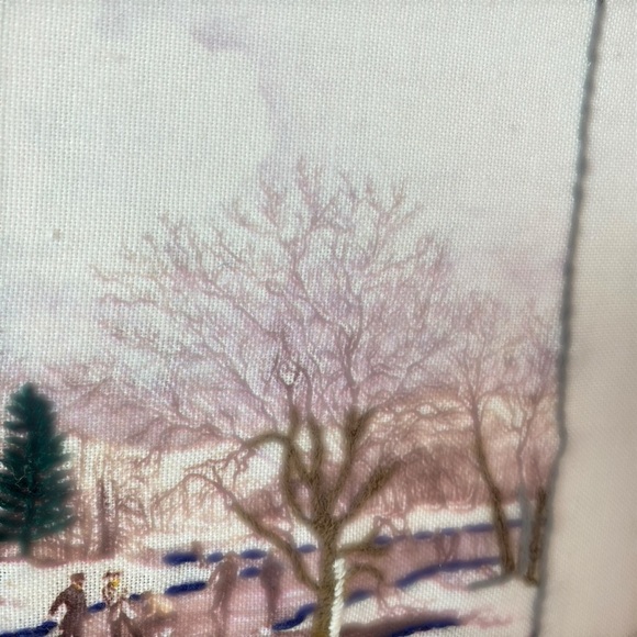 Vintage Crewel Needlepoint Folk Art Farmhouse Sleigh Ride Wall Art Picture - Picture 5 of 14